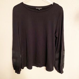 NWT INC Deep Black Sweater Sheer Sleeve Sz L